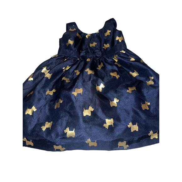Scotty dog Navy and Gold baby girl Gymboree dress holiday size 18-24 months - Picture 1 of 5